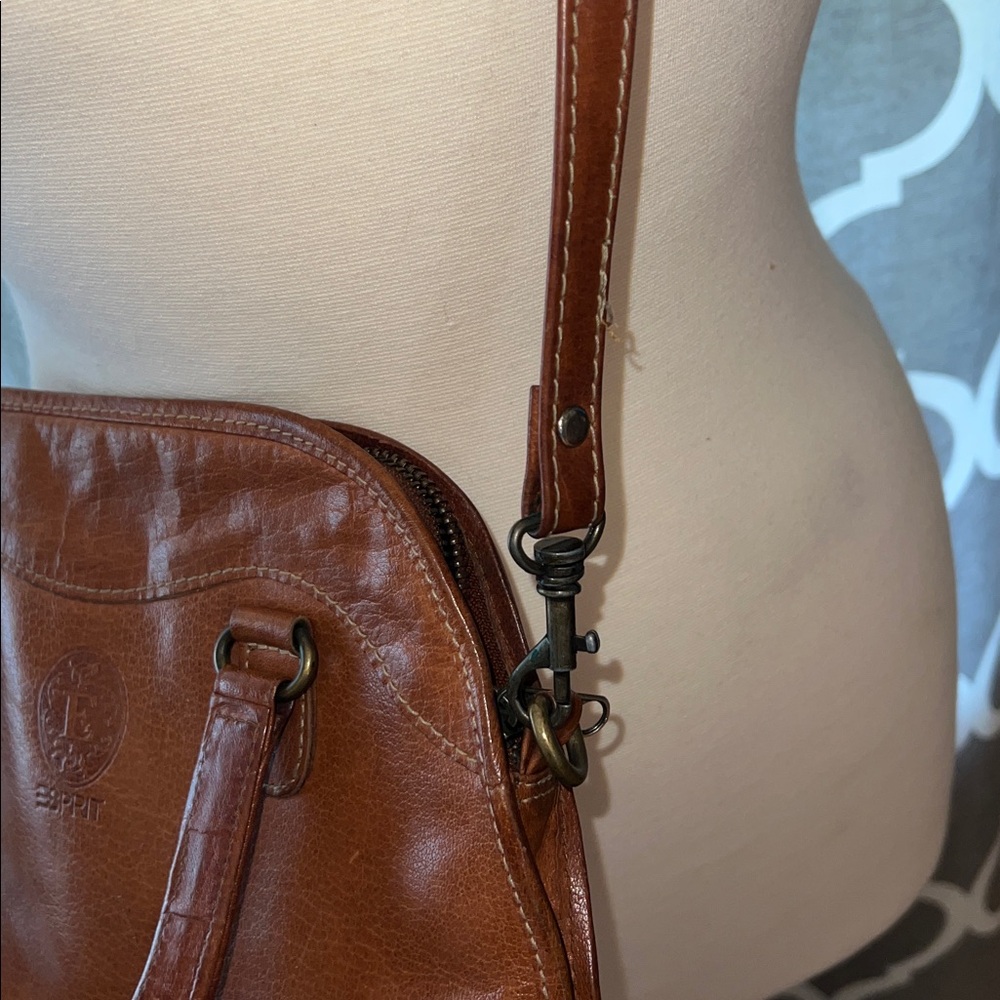 Vintage Esprit Brown Leather Crossbody Bag - Picture 3 of 8